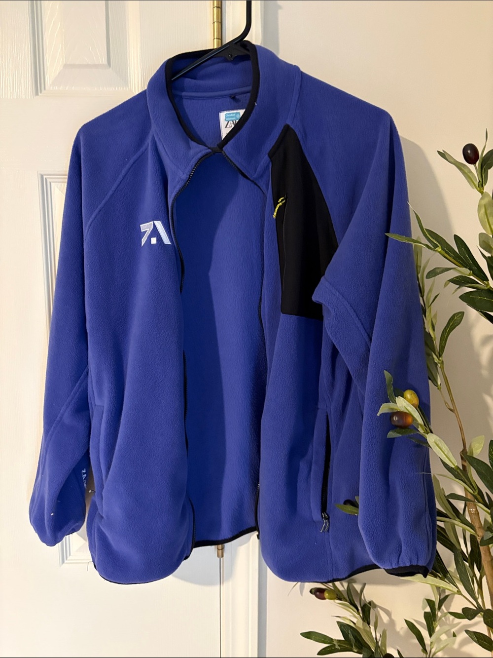 Zara Blue Teddy Fleece Jacket with Black Panel